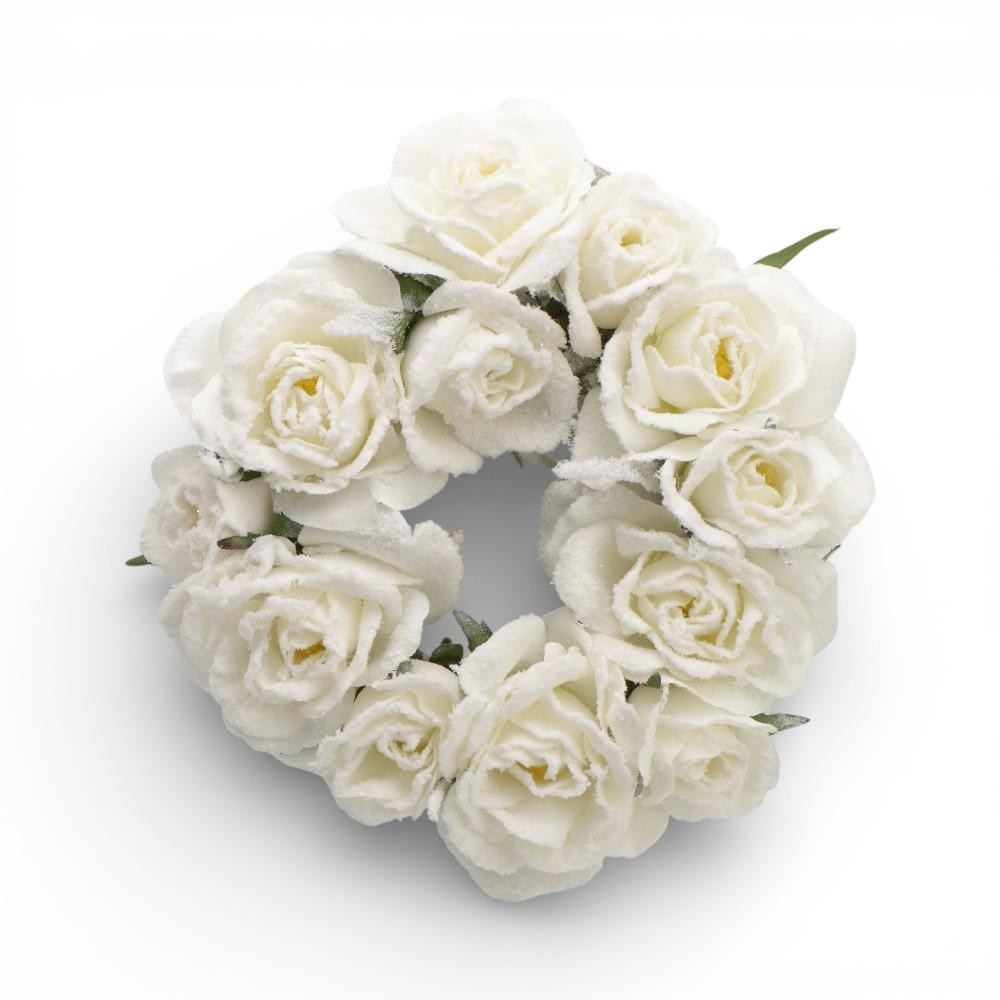 GIROCANDELA ROSE INNEVATO 18CM